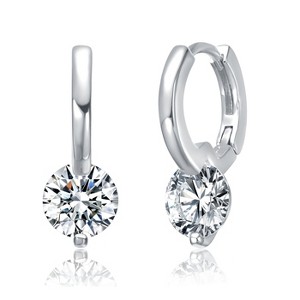 Guili Drop Hoop Earrings Featuring Clear Moissanite Stones That Add Radiant Shine and Sophistication to Any Outfit or Occasion - 1 of 3