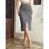 Cargo Skirt for Women Long Y2k Cargo Skirts Low Waist A line Skirt Trendy Vintage Dress Slit Front Midi Skirt with Pockets - 3 of 4