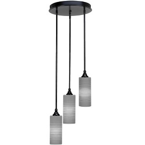 Toltec Lighting Empire 3 - Light Pendant in  Matte Black with 4” Gray Matrix Shade - 1 of 1