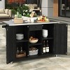 Outdoor Kitchen Island Cart with Foldable Stainless Steel Top, Spice Racks, Storage Shelves, Towel Bars and Locking Wheels for Patio-The Pop Home - 2 of 4
