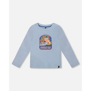 Deux par Deux Boy Organic Cotton Long Sleeve T-Shirt Light Blue - 1 of 4