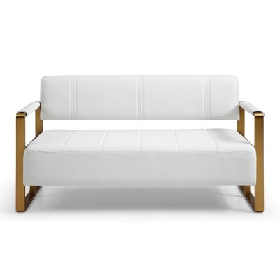 57.9" W Loveseat Sofa, 2 Seat Couch With Metal Armrests, Wide Thick Backrest, High-density Foam Seat Padded, Accent Love Seats