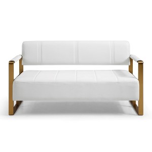 57.9" W Loveseat Sofa, 2 Seat Couch With Metal Armrests, Wide Thick Backrest, High-density Foam Seat Padded, Accent Love Seats - 1 of 4