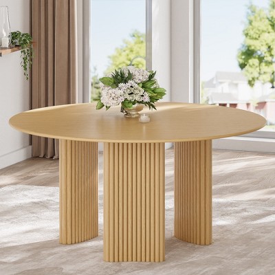 SpassWay 30"H Modern Wood Dining Table Versatile Kitchen Conference Gaming Table with Sturdy Tripod Base in Walnut/Black/Natural Wood