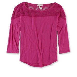 Aeropostale Womens Lace Shoulders Embellished T-Shirt - 1 of 1