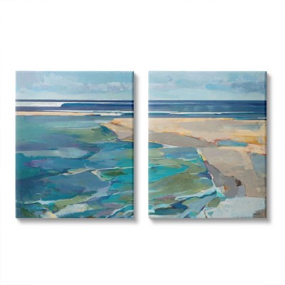 Stupell Industries Pastel Blue Seascape with Rocky Coast Painting
