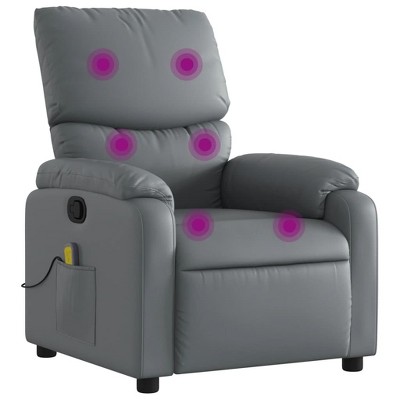 vidaXL Gray Faux Leather Massage Recliner Chair with Manual Recline and Vibration for Living Room, Bedroom