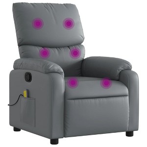 vidaXL Gray Faux Leather Massage Recliner Chair with Manual Recline and Vibration for Living Room, Bedroom - 1 of 4