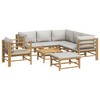 vidaXL Bamboo Patio Furniture Set 8 Piece - Light Gray Cushions - Modular Garden Lounge/Dining Set for Outdoor, Deck, Backyard - 3 of 4