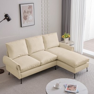 81" Modern Sectional L-Shaped Sofa Couch with Reversible Chaise Lounge, Technical Leather Upholstery - 1 of 4
