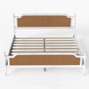Racxily Bed Frame, Platform Bed with Natural Rattan Headboard and Footboard, Solid Pine Wood - 3 of 4