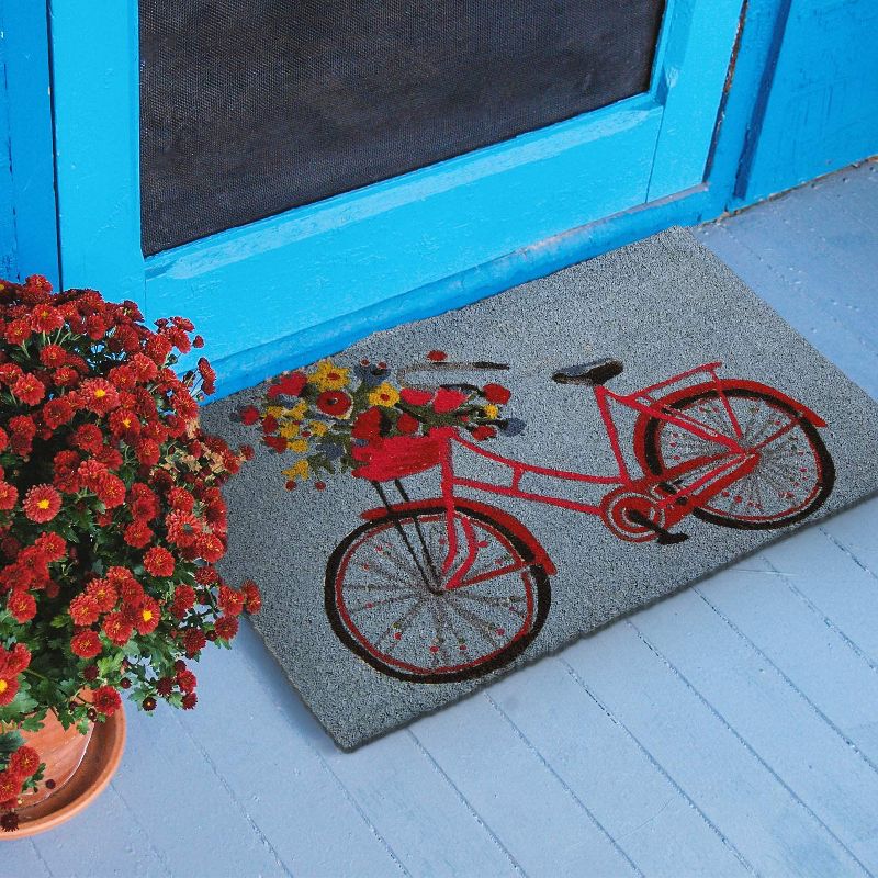 tagltd 1'6"x2'6" Bike Rider Coir Rectangle Indoor and Outdoor Coir Door Welcome Mat Red Bike on Blue Background, 5 of 10