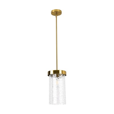 PAKOKULA 60-Watt 1-Light Gold Finished Pendant Light with Etched Glass Shade