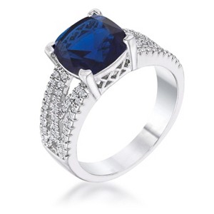 Slickblue 3 Ct. Cushion Cut CZ Engagement Ring, Rhodium Plated Criss-Cross Band, Multiple Color Options, Sizes 5-10 - 1 of 3