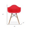 HomeRoots Red And Natural Heavy Duty Plastic And Solid Wood Dining Arm Chair - 3 of 4