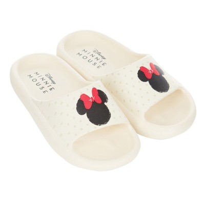 Ladies Minnie and Mickey Slides - Ladies Classic Mickey and Minnie Mouse Comfort Foam Slide Sandals - Disney Mickey & Minnie Mouse Slip On Slides
