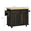 LunaLulinlk Modern Rolling Kitchen Island Cart with Spice Rack, Brown Oak - 3 of 4