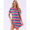 cheibear Women's Curved Hem Round Neck Short Sleeve T-shirt Dress Sleepshirt - 2 of 4