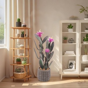 36 Inch Artificial Cactus, Tall Faux Potted Cacti Plant for Balcony, Living Room, Kitchen, Office & Patio Decor - 1 of 4