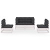 vidaXL Patio Furniture Set 4 Piece Outdoor Sectional Sofa Solid Wood Pine - White With Cushions - 3 of 4