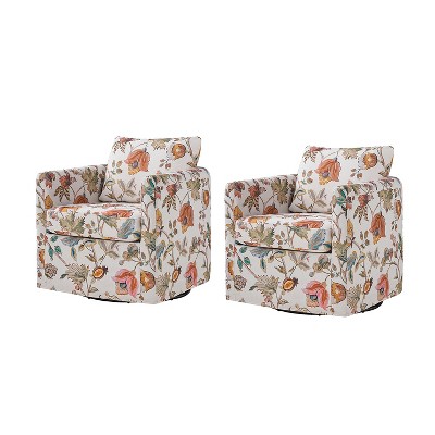 Cedric Modern Upholstered Slipcovered Swivel Chair Set of 2|HULALA HOME
