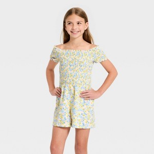Girls' Off the Shoulder Romper - Cat & Jack™ - 1 of 3