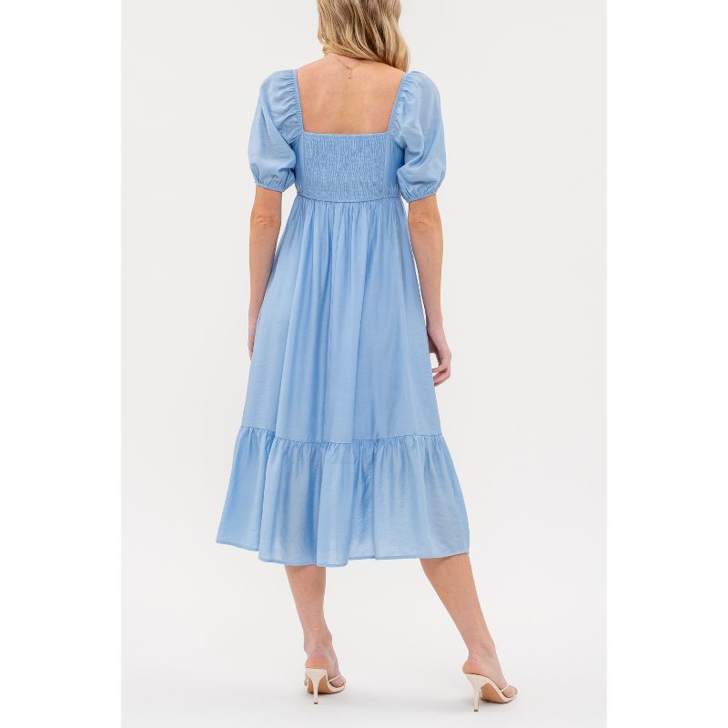 August Sky Women's Bubble Sleeve Empire Waist Mini Dress, 2 of 6