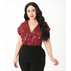 Unique Vintage Women's Plus Twill Sleeveless Blouse - 1 of 4