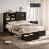 AMERLIFE 47.2" H Bed Frame with Bookcase Headboard, Charging Station, 2 Drawers - 3 of 4