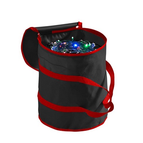 OSTO Christmas Light Reels Storage with Bag, 600D Polyester Fabric Bag,  Stitch-enforced Handles, and 3 Metal Reels. Tear Proof and Waterproof Black