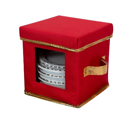 Saucer Dinnerware Storage Box - Simplify: Protective Dishware Case, Felt Dividers, Stackable