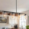 YANSUN 4-Light Matte Black Modern Island Chandelier Fixture with Clear Glass Shades - 3 of 4
