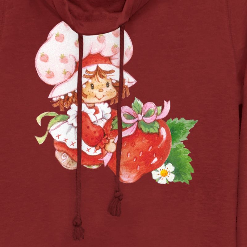 Juniors Womens Strawberry Shortcake Watercolor Berry Cowl Neck Sweatshirt, 2 of 4