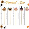 100 Pcs Halloween Pumpkin Cocktail Picks 5 Inch Bamboo Fancy Toothpicks for Appetizers, Decorative Fall Halloween Thanksgiving Party Drinks Garnish - 2 of 4