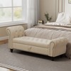 TIRAMISUBEST 64.5 Inch Bed Bench Velvet Upholstery Nails Tufted Chaise Lounge Storage Modern Design Brown Wood Legs - 2 of 4