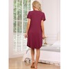cheibear Women's Pleated Front Short Sleeve Nightgowns House Dress Nightshirt - 3 of 4