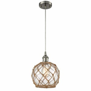 Farmhouse Rope - 1 Light Cord Hung Mini Pendant In Industrial Style-10 Inches Tall and 8 Inches Wide - 1 of 1
