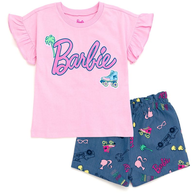 Barbie Girls Peplum T-Shirt and Shorts Outfit Set Little Kid to Big Kid, 1 of 7