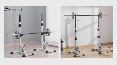 Soozier 2 piece Pair Steel Height Adjustable Barbell Squat Rack And Bench Press 23 X 29.75 X 69.25 Target