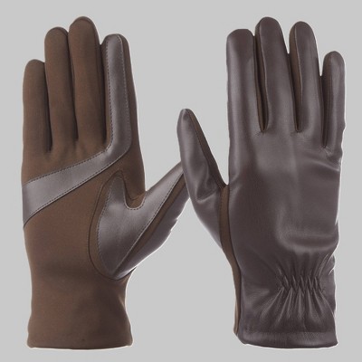 Isotoner Faux Leather Glove with Gathered Wrist