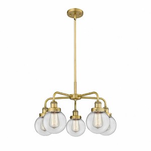 Beacon - 5 Light Stem Hung Chandelier In Art Deco Style-15.13 Inches Tall and 24 Inches Wide - 1 of 1