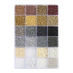 John Bead 300g Assorted Glass Seed Beads 8/0, 24 Colors Light Metallic Palette Round Bead for DIY Crafts Jewelry Making Bead Box - 1 of 4