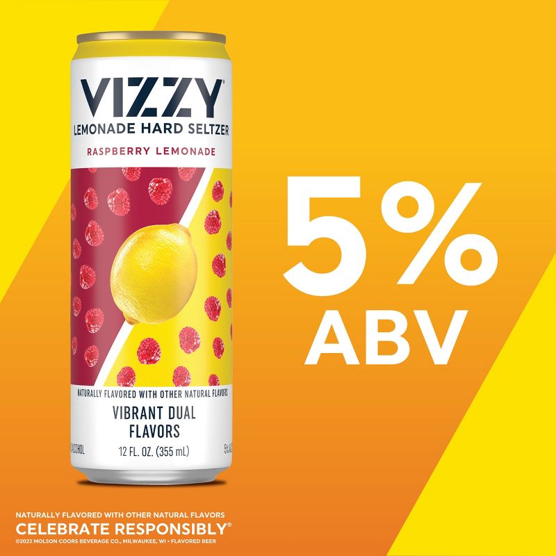 Vizzy Hard Seltzer Tangy Lemonade Variety Pack - 12pk/12 fl oz Slim Cans, 3 of 12