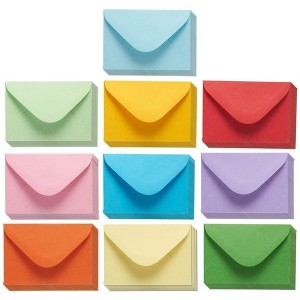 Juvale 100 Count Assorted Color Gift Card Envelopes, Small Envelope Gummed Seal, Mini Cash Envelopes for Business, Saving Money, 10 Colors, 4 x 2.7 In - 1 of 4