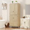 Pantry Cabinet with Glass Doors, 63" Tall Storage Cabinet with Adjustable Shelves for Kitchen and Bathroom - 4 of 4