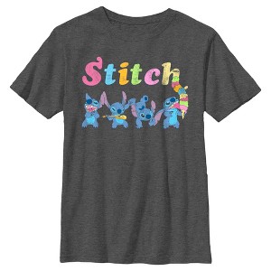 Boy's Lilo & Stitch Colorful Action Poses Stitch T-Shirt - 1 of 4