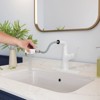 CASAINC Deck Mounted Single Hole 1 Handle Mid-Arc Bathroom Sink Faucet with Pull Down Sprayer, Matte White - 4 of 4