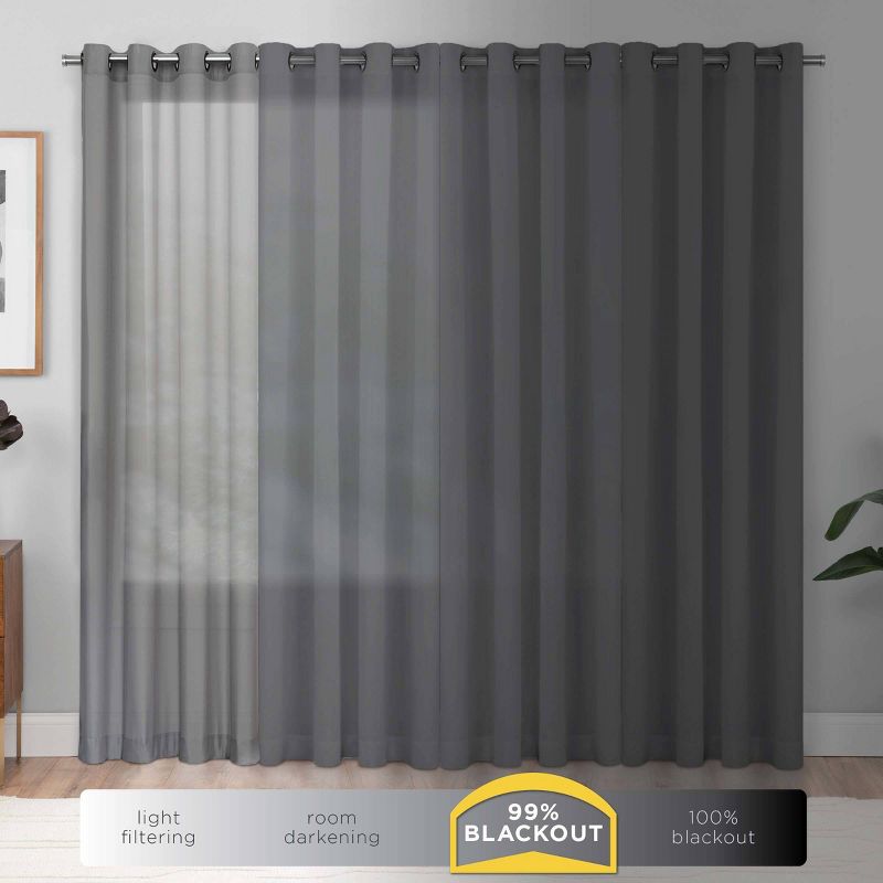 1pc 37&#34;x95&#34; Blackout Benchley Thermaweave Curtain Panel Gray - Eclipse, 5 of 7