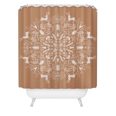 Orara Studio Modern Christmas Shower Curtain Blue/brown - Deny Designs :  Target