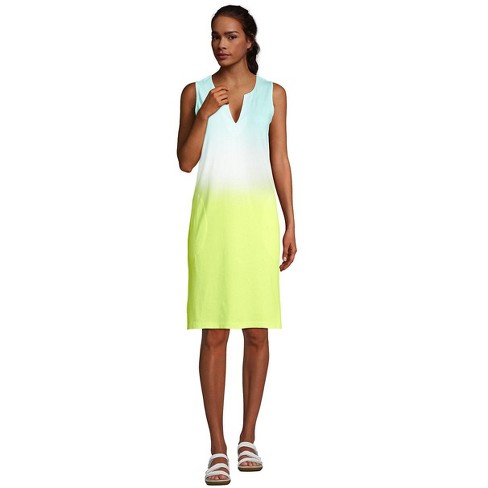 Lands' End Women's Cotton Jersey Sleeveless Swim Cover-up Dress Print -  Medium - Lemon Lime Ombre : Target
